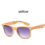 OFIR Fashionable Imitation Wood Grain Sunglasses Women Reflective Sun Glasses Square