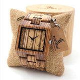 BOBO BIRD Rectangle Zebra Men Wooden Wrist Watch