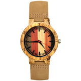 Hotime Brand Natural Wood Watch Women High Quality Genuine Leather Wooden Watch