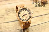 Hotime Brand Natural Wood Watch Women High Quality Genuine Leather Wooden Watch