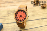 Hotime Brand Natural Wood Watch Women High Quality Genuine Leather Wooden Watch